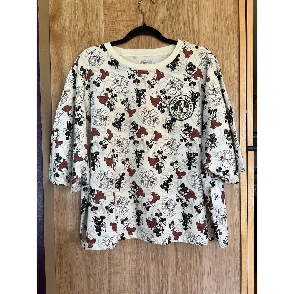 Mickey Minnie Hollywood Tower Hotel Tower Of Terror Disney Crop Top T-Shirt XL